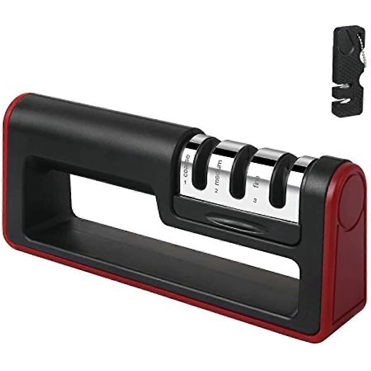Knife Sharpener 3 Stage Manual Knife Sharpener Anti-slip Base For Kitchen Kinfe Santoku Knife (include 1 * Small Sharpener)