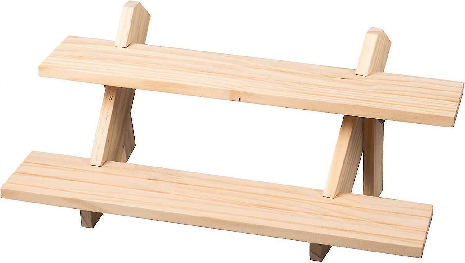 2 Tier Retail Display Riser Earring And Ring Holder Stand, Removable Display Case Cascade Merchandise Vintage Solid Storage Tray (log)