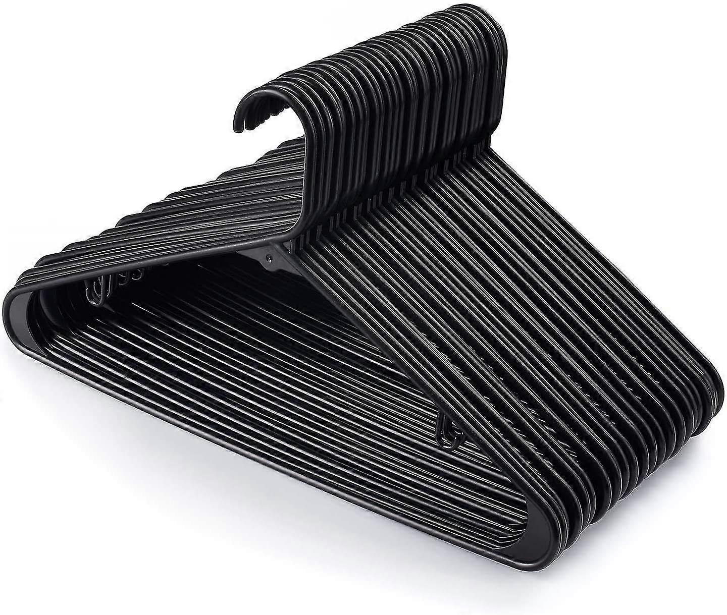 30 adet / 20 adet / 10 adet Yetişkin Elbise Askıları, Güçlü Plastik Elbise Askıları, Yerden Tasarruf Sağlayan Siyah Askılar 16.5 "Geniş
