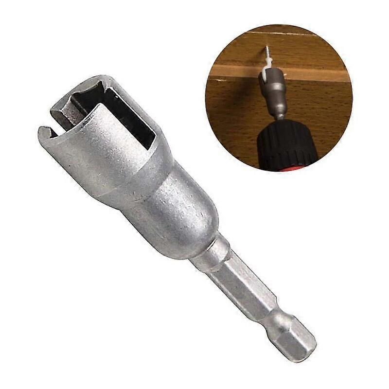 Wing Nut Driver Set 1/4 Inch Hex Shank Socket Wrenches Steel for Panel Nuts Eye C Hook Boltsilver, one piece