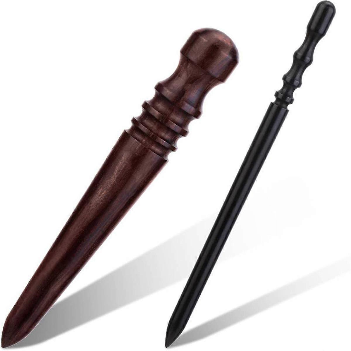 Leather Edge Burnish Kit 2 PCS Ebony Wood Leather Burnisher Tool, Leather Edge Slicker Burnisher, L