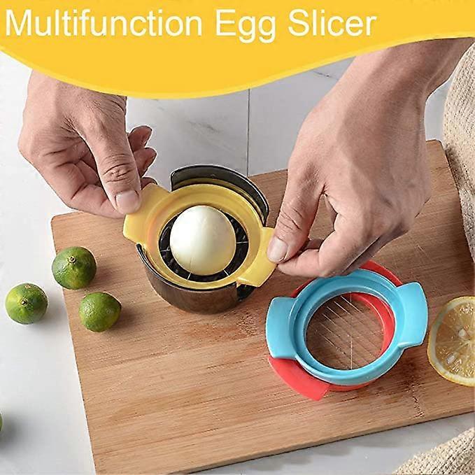 Egg Slicer for Hard Boiled Eggs, Upgraded 3 in 1 Multifunctional Egg Cutter Strawberry Slicer with Sturdy Stainless Steel Wire