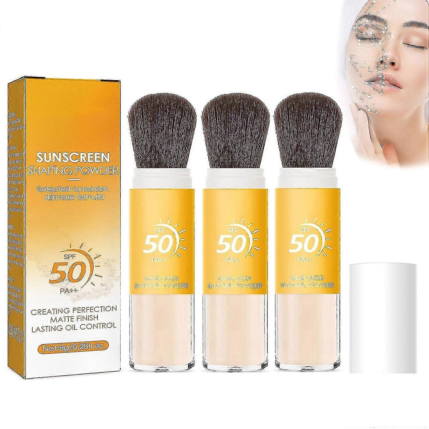 Mineral Sunscreen Setting Powder, Spf 50 Mineral Brush Powder, Oil Control Natural Matte Finish, Lasting Lightweight Breathable Y