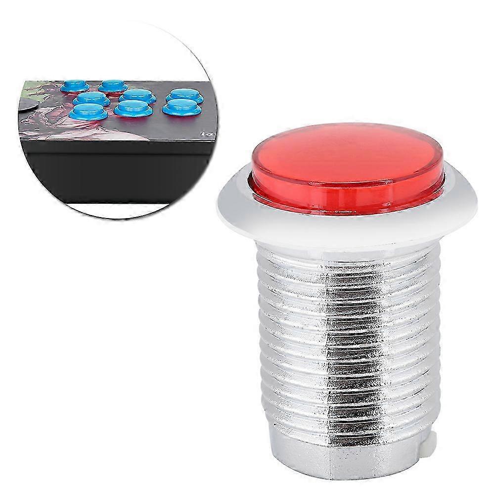 32mm Game Machine Small Round Plating Button Replacement With Light(Red)