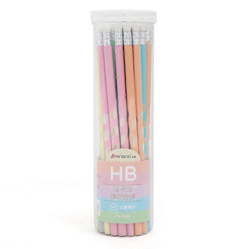 30 pencils HB macaron color fiber optic UV universal writing pen triangular color rod