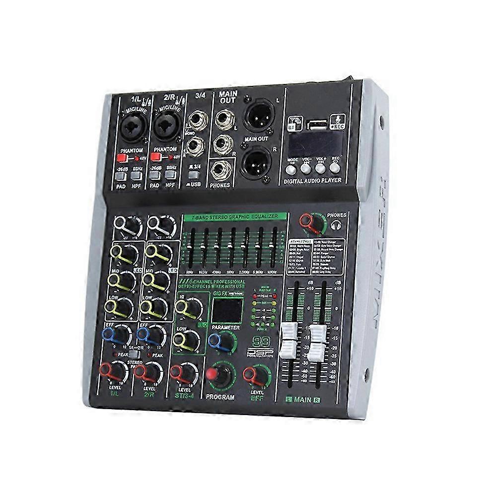 Professional 4-channel Mixer Built-in 16dsp 7-segment Balanced Effect Bluetooth Support Recording Audio Mixer Eu Plug