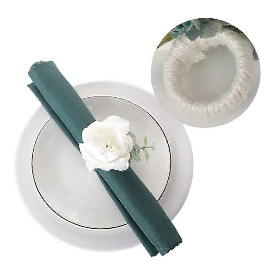 Eleganti portatovaglioli con fiori bianchi per cene a lume di candela, confezione da 6