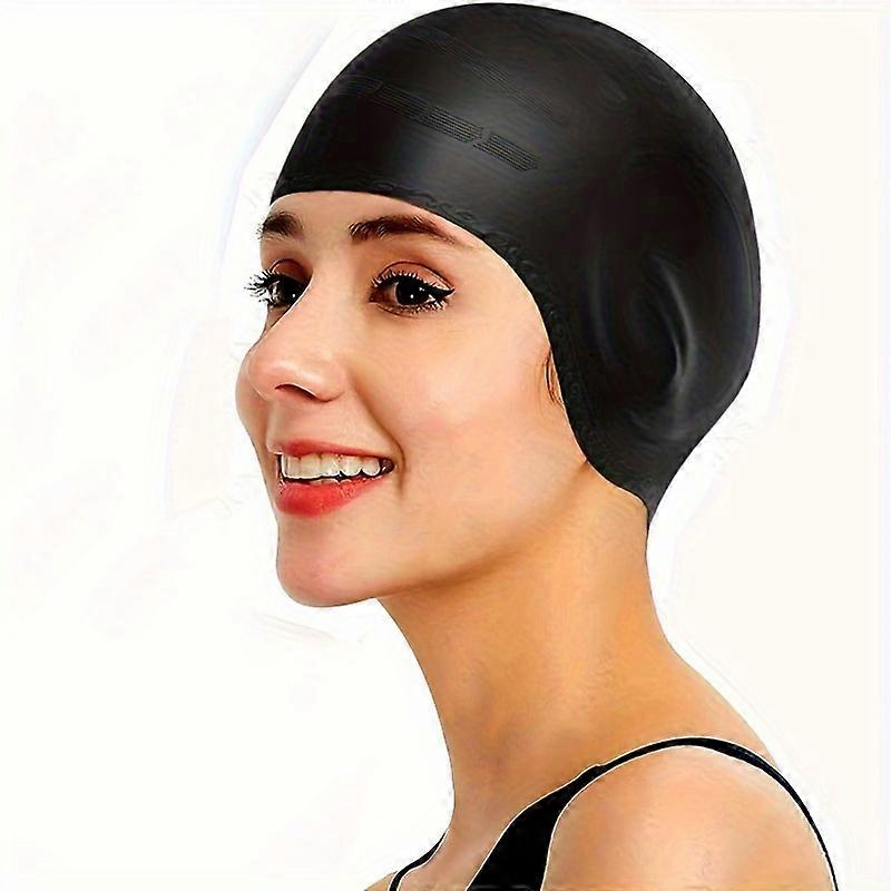 1pc Waterproof Silicone Swimming Cap for Long Hair - Non-Slip, Comfortable Ear Protection for Men and Women