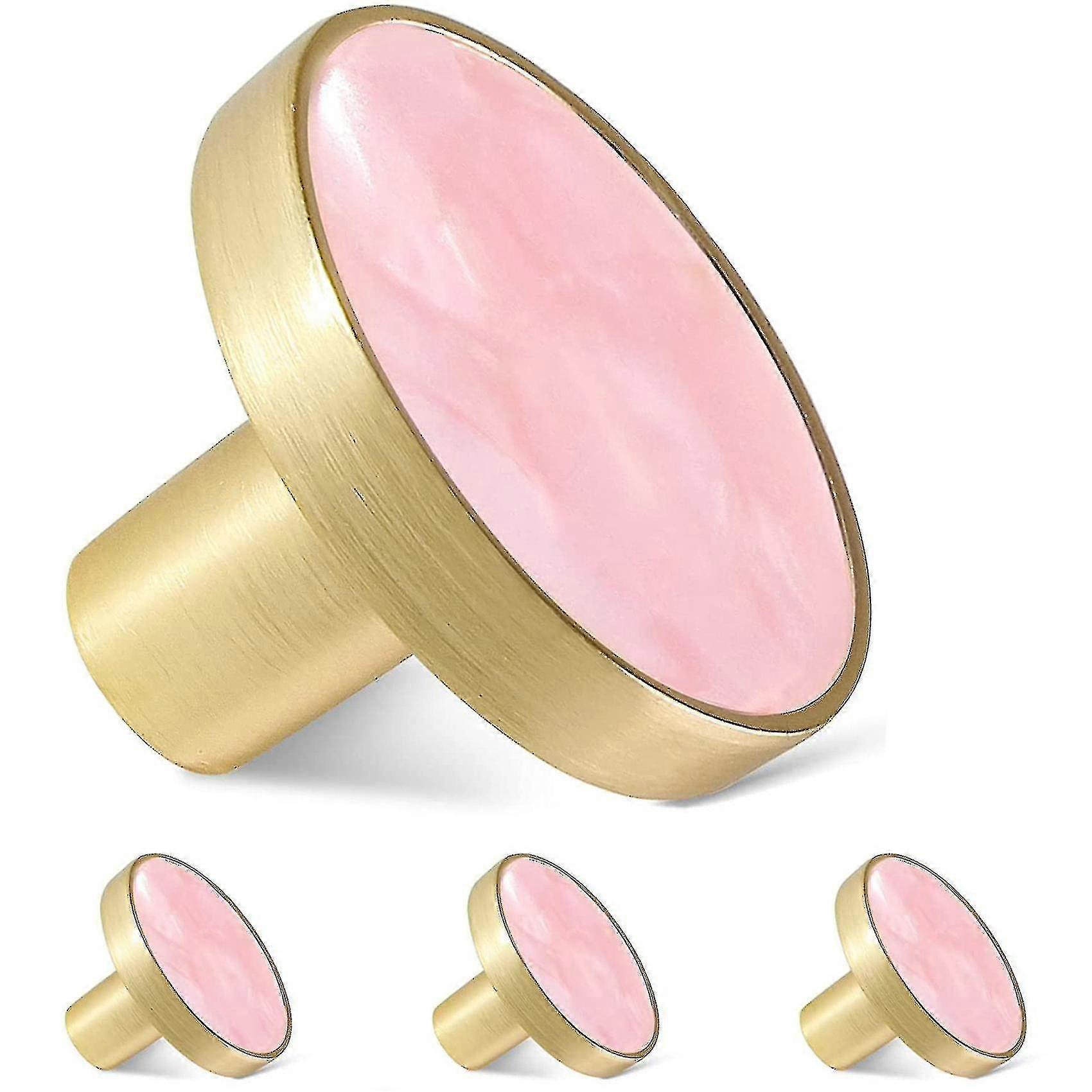 Pink 4 Pack Gold Knobs for Kitchen Cabinet and Dresser Drawer