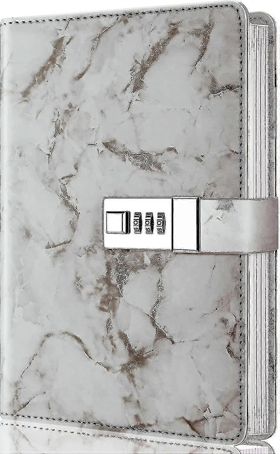 يوميات الرخام مع قفل ، مجلة يومية A5 قابلة لإعادة التعبئة للفتيات والنساء ، 192 صفحة دفتر ملاحظات لطيف مع قفل الجمع بين الفتيات والفتيان في سن المراهقة - Purpl