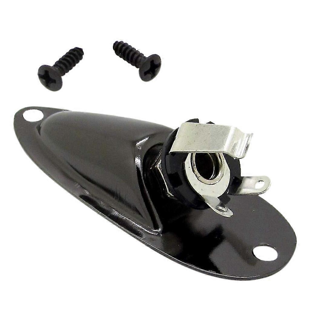 Black Boat Style 14inch Guitar Pickup Output Input Jack Plug Socket For Fd Strat Guitar