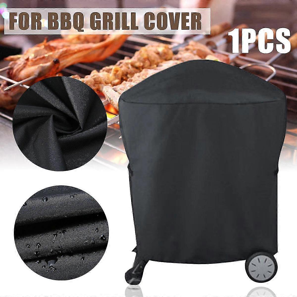 Black Waterproof Bbq Cover Barbeque Rolling Cart Grill Cover For Weber Series Protector(54*76*69cm)