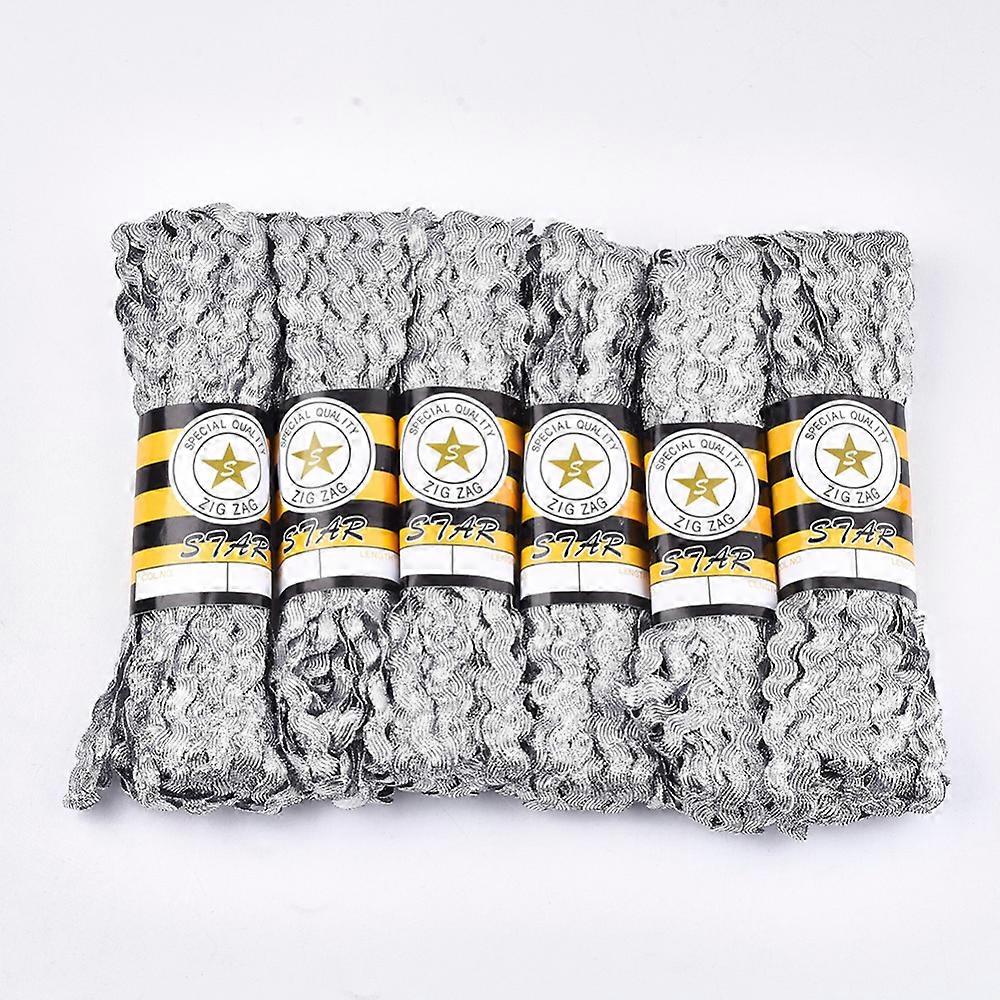 Polyester Ribbons Wave Shape Gainsboro 7~8mm 15yard/bundle 6bundles/bag