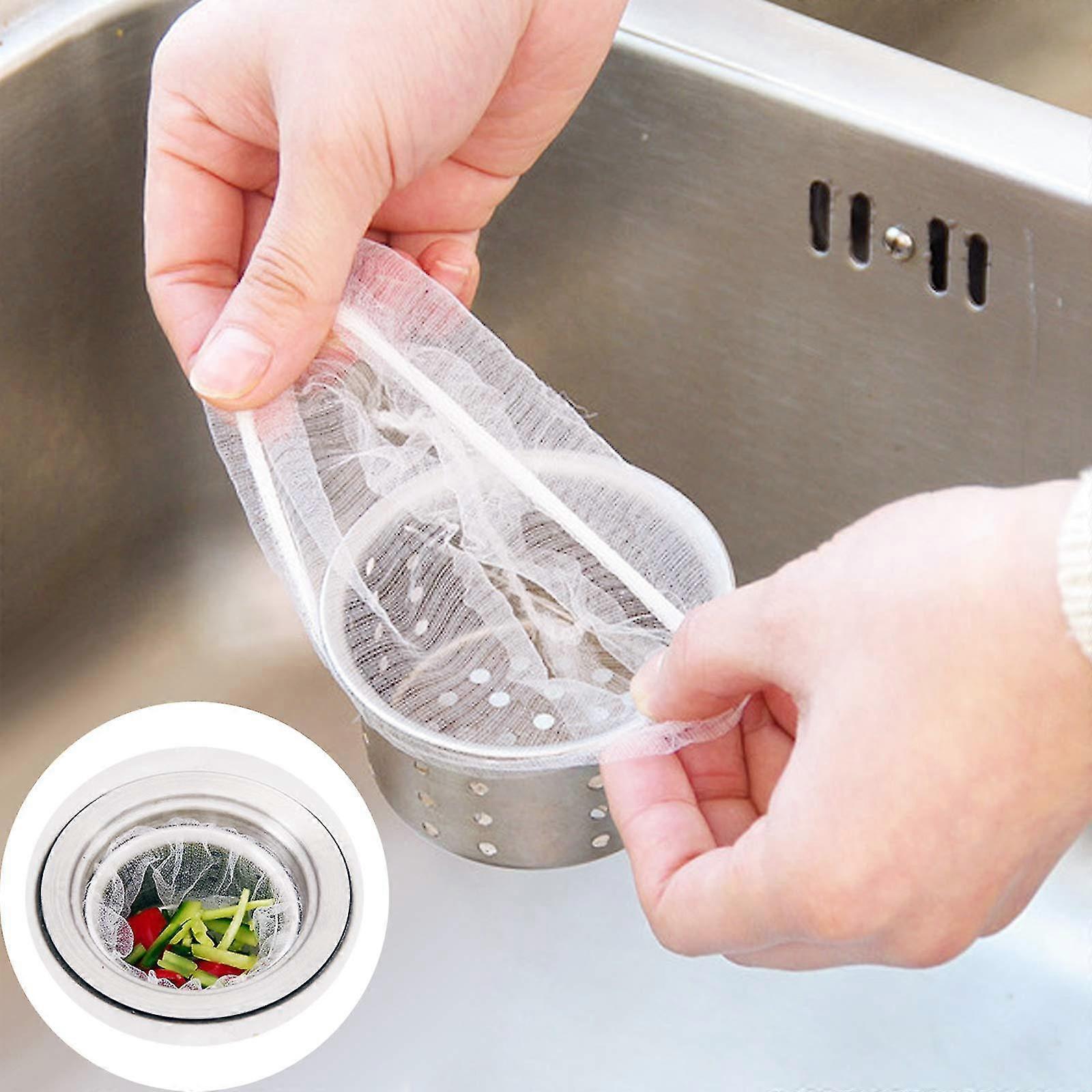 100pcs Kitchen Sink Strainer Mesh Net Sewer Strainer Mesh Net With Storage Box Disposable Strainer
