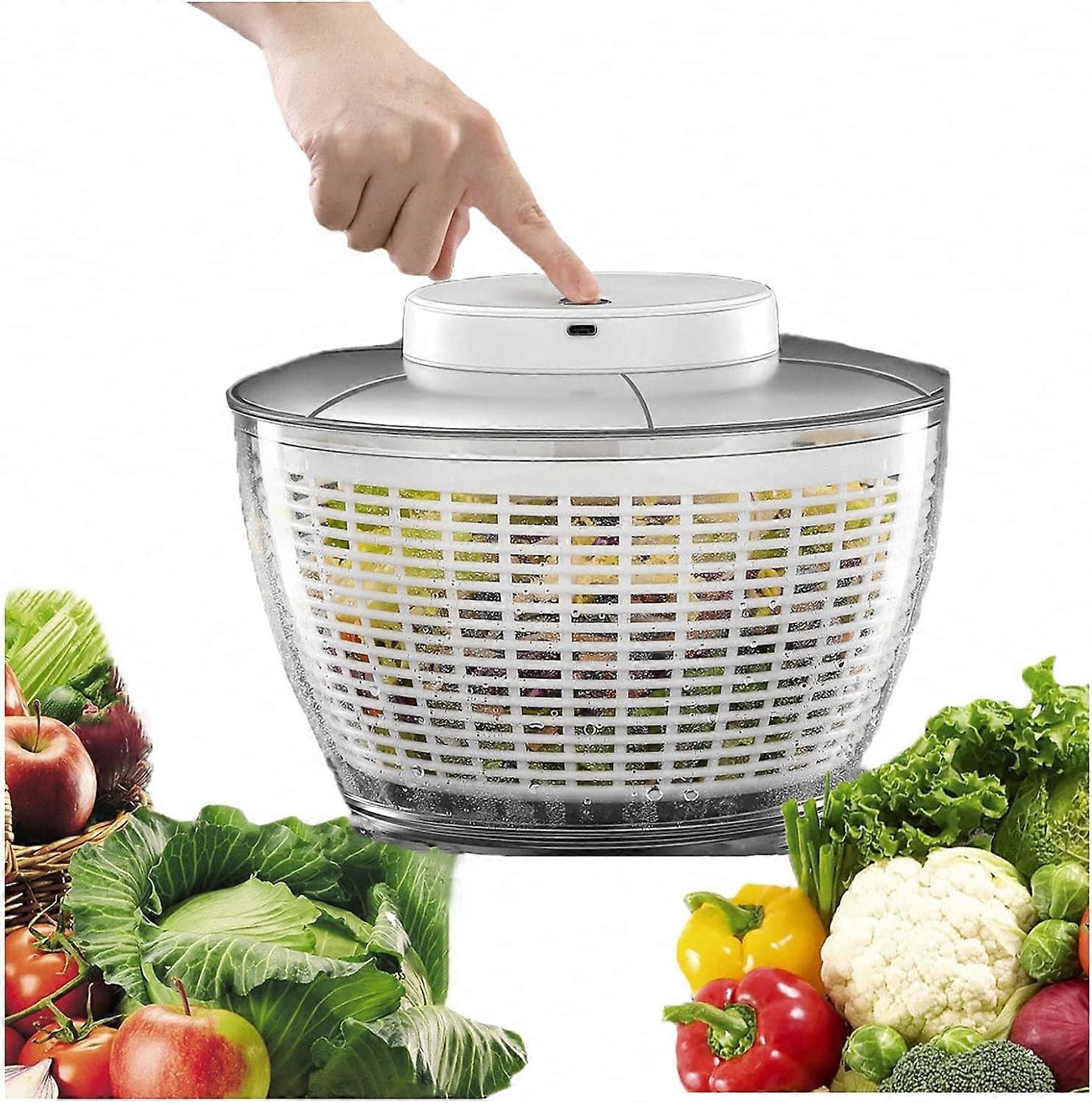 4.5L Electric Vegetable Spin Dryer, Usb Rechargeable Spinner, Quick Drying Drain Bowl