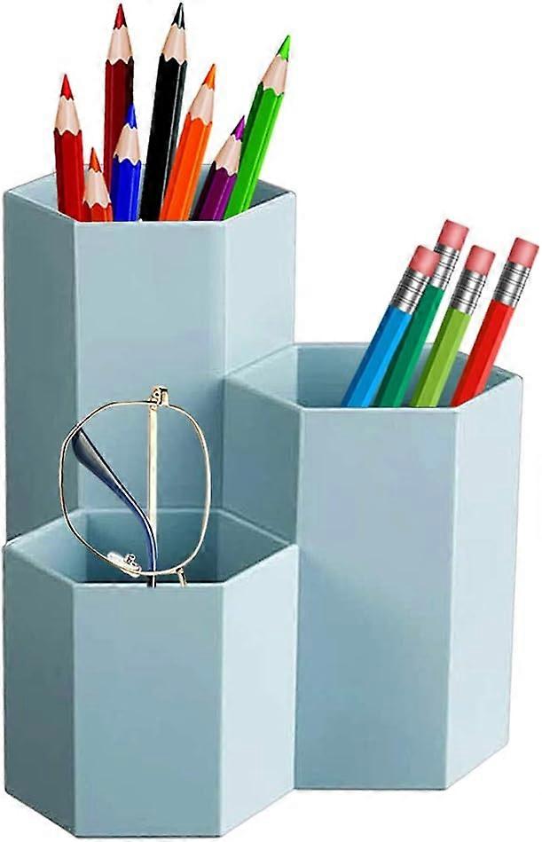 Hexagonal Plastic Pen Holder for Office, Storage Makeup Brushes, Stationery Green