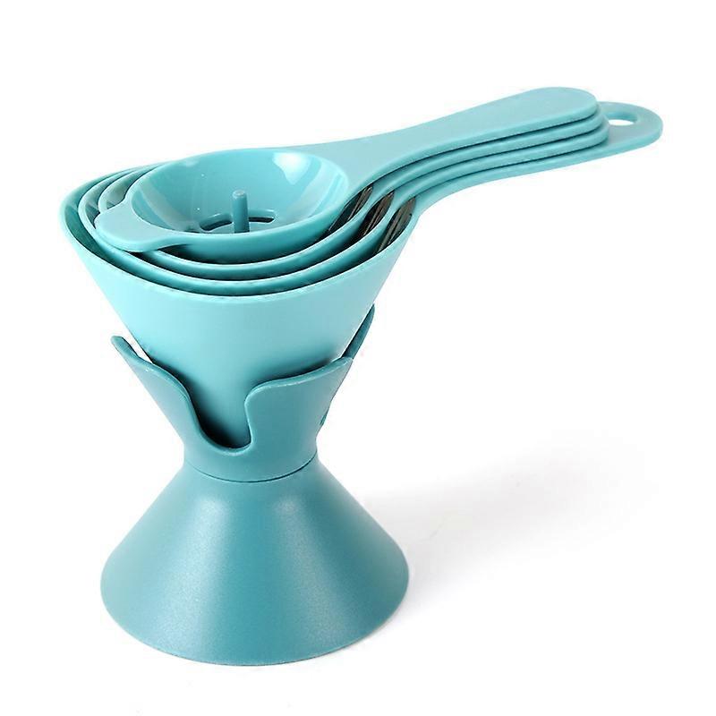 Blue Multi-function six-in-one plastic long handle funnel for oil and wine leakage kitchen tools