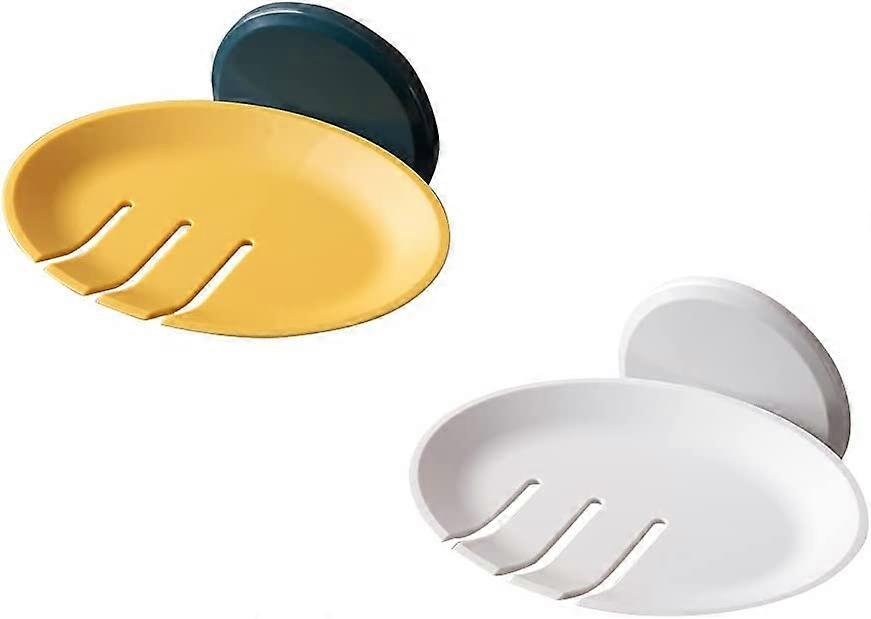 2 Pcs Disc Soap Box Suction Cup Wall Mounted Soap Holder Plastic Soap Dish