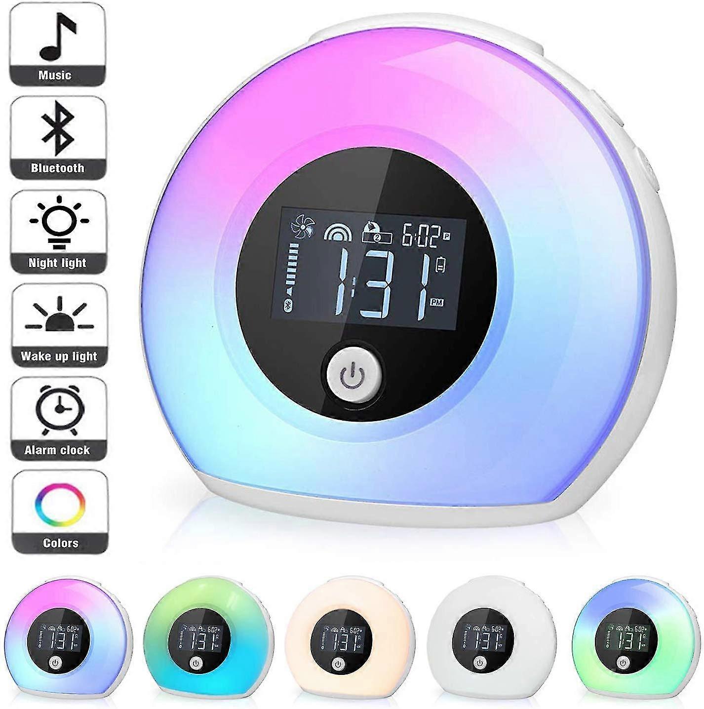 مصباح يعمل باللمس بجانب السرير ، مصباح مكتبي LED 5 في 1 مع مكبر صوت بلوتوث ، منبه رقمي 12/24 ساعة- MXBC