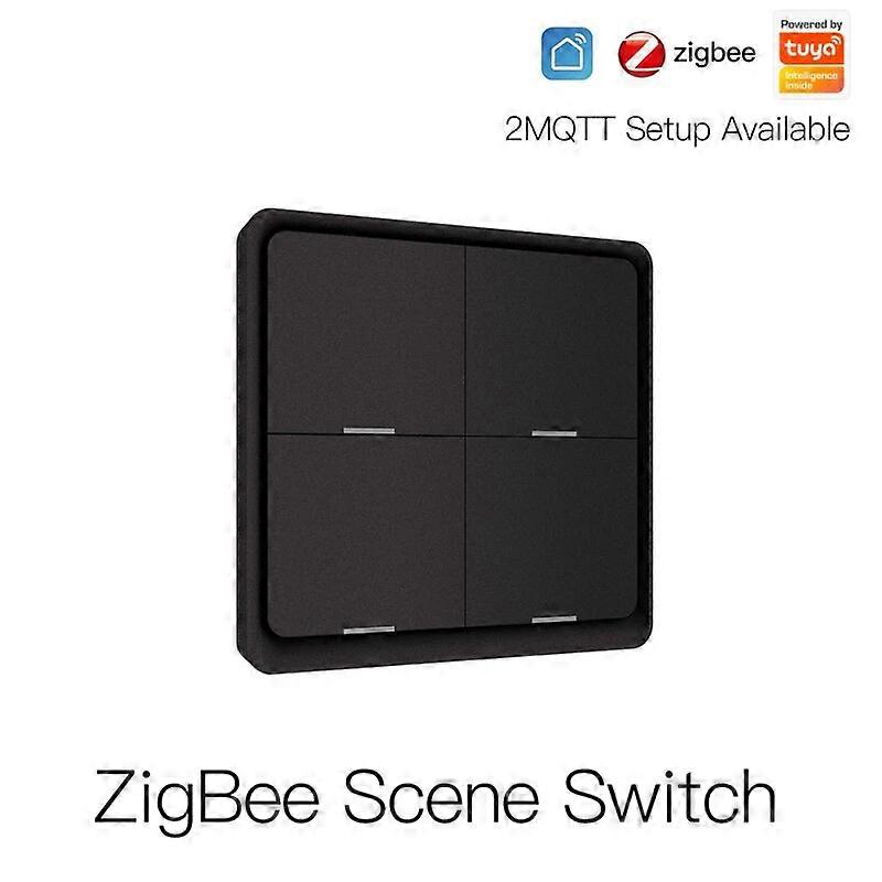 Aubess ZigBee Smart Switch Wireless Push Button Switch Tuya 4 Gang 12 Scenes Remote Controller Automation Scenario Modules