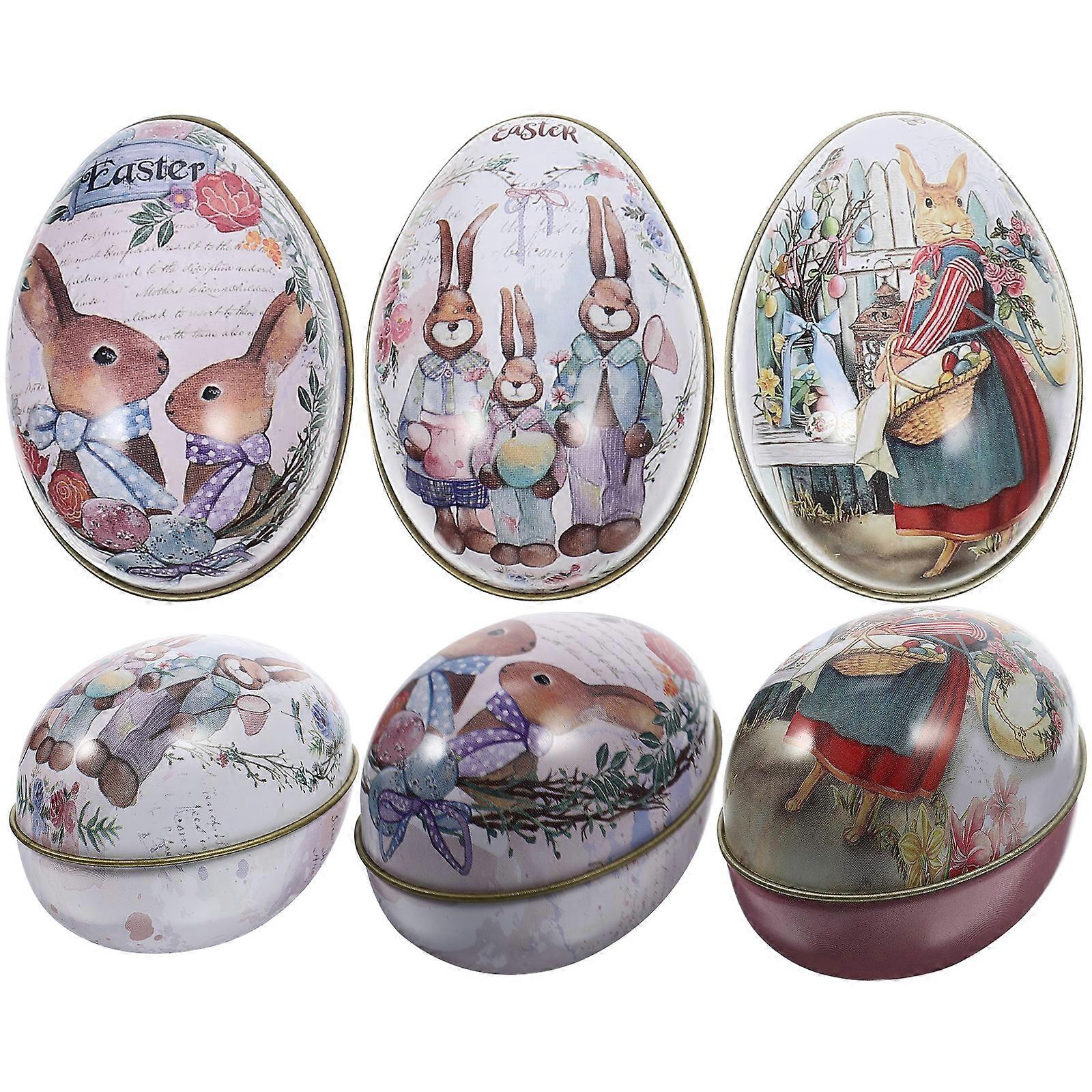 6pcs Egg Shape Easter Biscuit Cases Festival Gift Packaging Box Party Candies Boxes