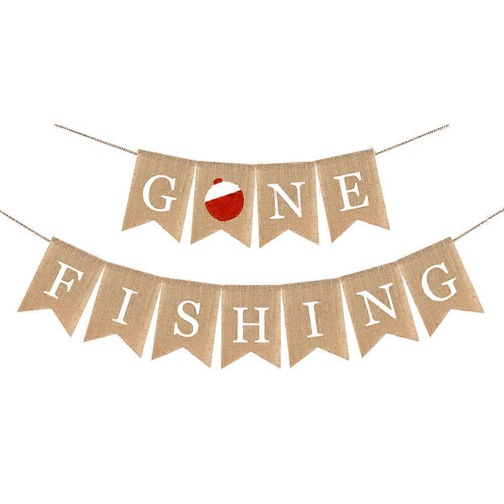 Burlap Banner Fishing Themed Bunting Swallowtail Shaped Pull Flag Garland Party Decoration Favor