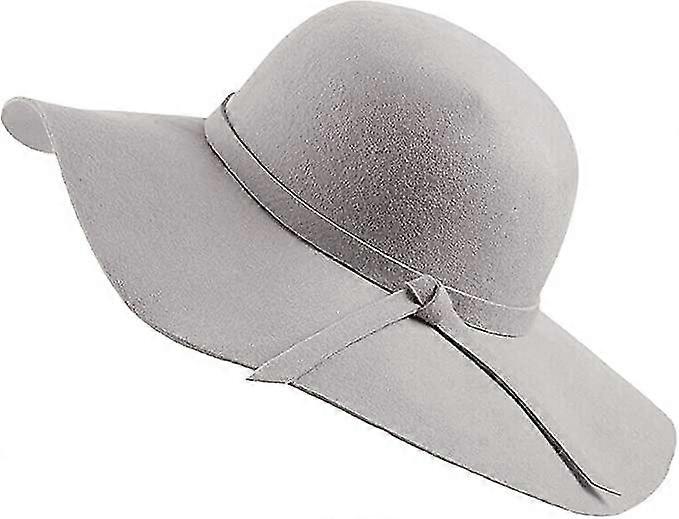 Wide Brim Wool Felt Bowler Floppy Hat