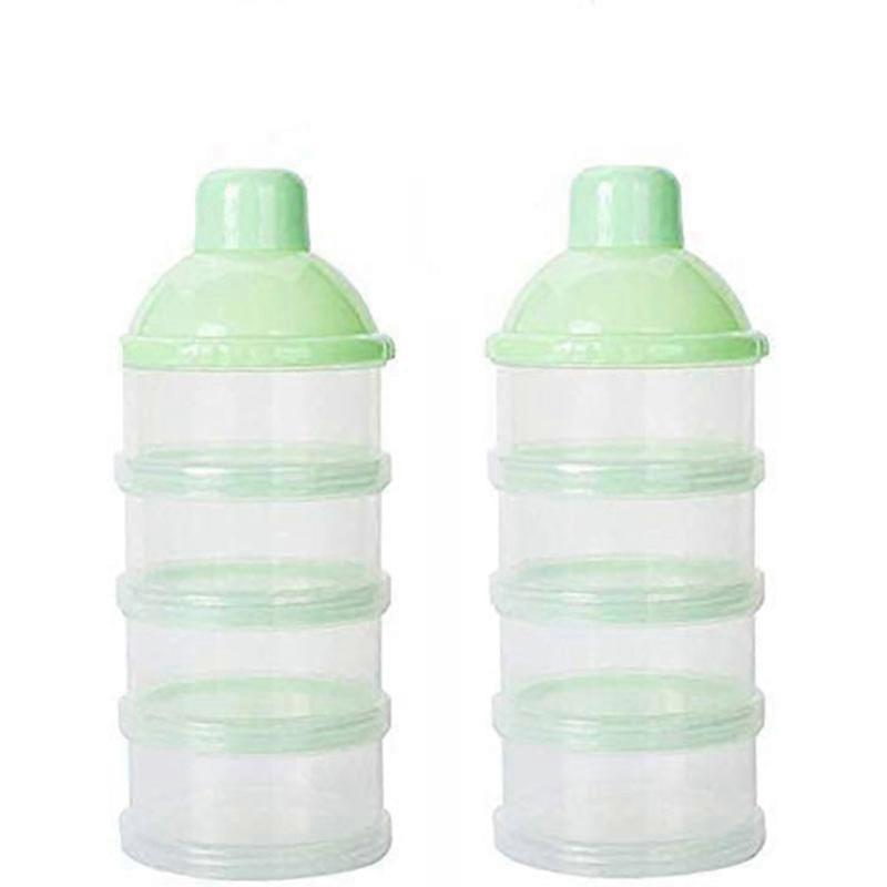 2 Pieces Portable Milk Powder Storage Container, Stackable Boxes, 4 Snack Containerblue(4-D-1)
