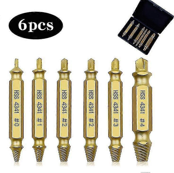 Double-headed Double-headed Screw Extractor Assembly, Broken Screw Screw Extraction Tool With Fast Steel Sliding (1set (6pcs))
