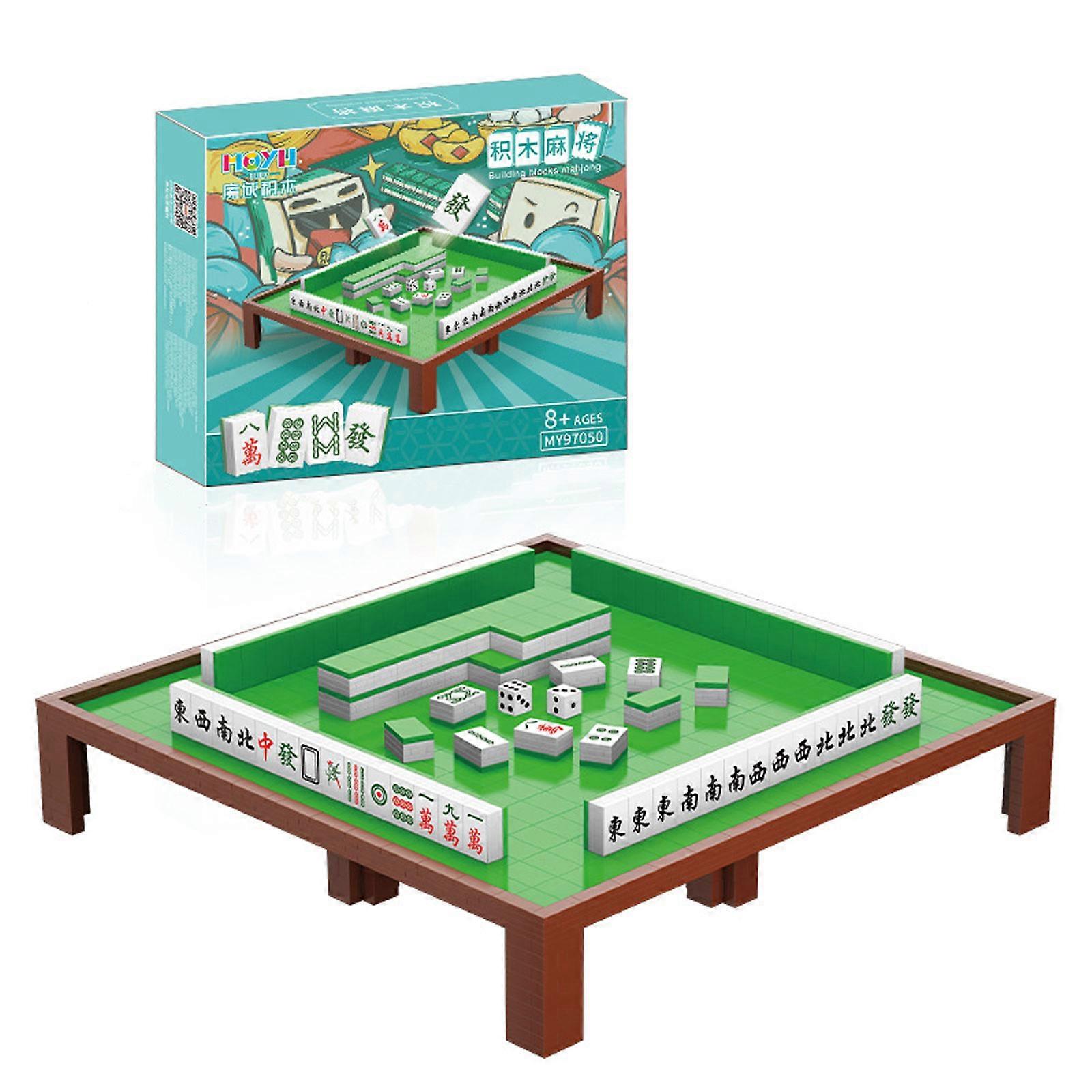Mahjong Table Model Mini Building Blocks Mah-jong Micro Bricks Set Board Game City Construction Toys For Children