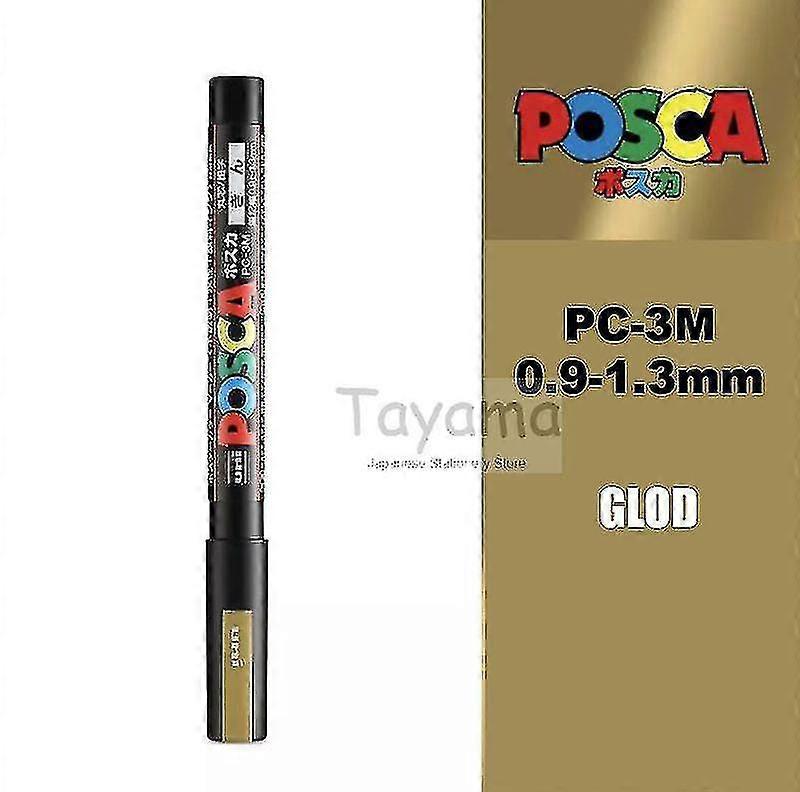 1pcs Uni Posca Pc-3m Paint Marker - Extra feine Bullet Tip 0,9-1,3 mm Art Marker Stifte auf Wasserbasis 24 Farben verfügbar - Art Marker --Gold