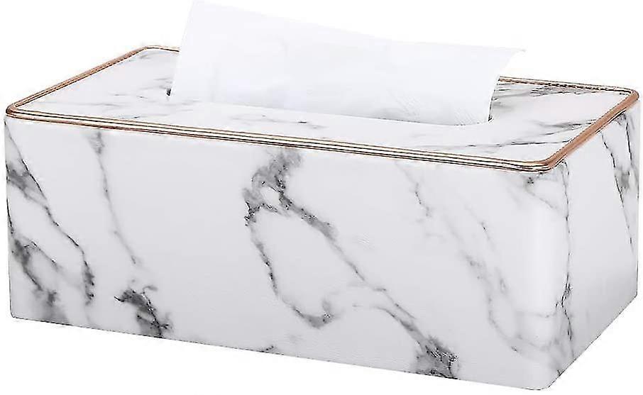 For PU Leather Tissue Boxes - Rectangular Dispenser for Car and Home, Marble Pattern, Stylish Accessory