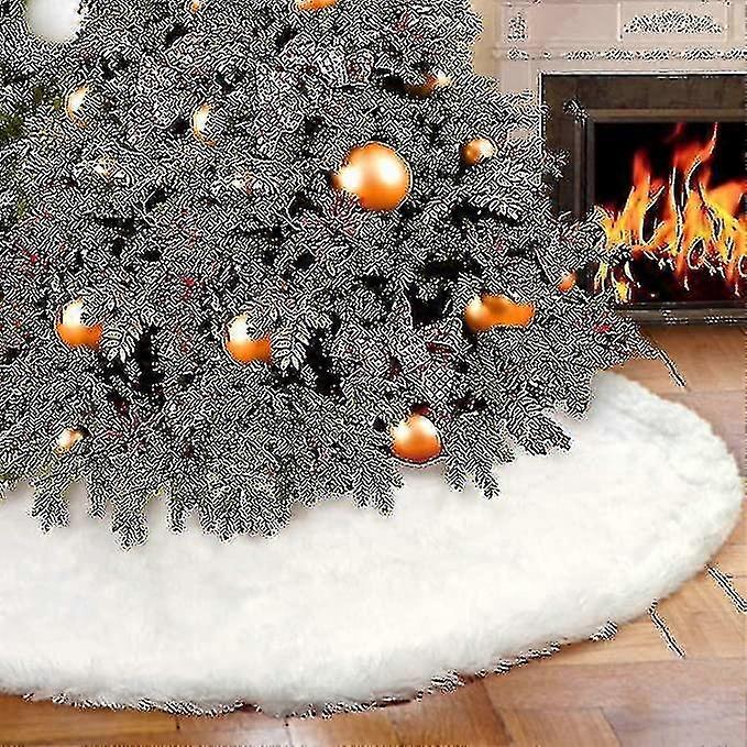 Christmas Tree Skirt, Multi-size Snowy White Faux Fur Xmas Plush Tree Skirt, Winter Christmas Tree Mat, Holiday Party Christmas Tree Decorations