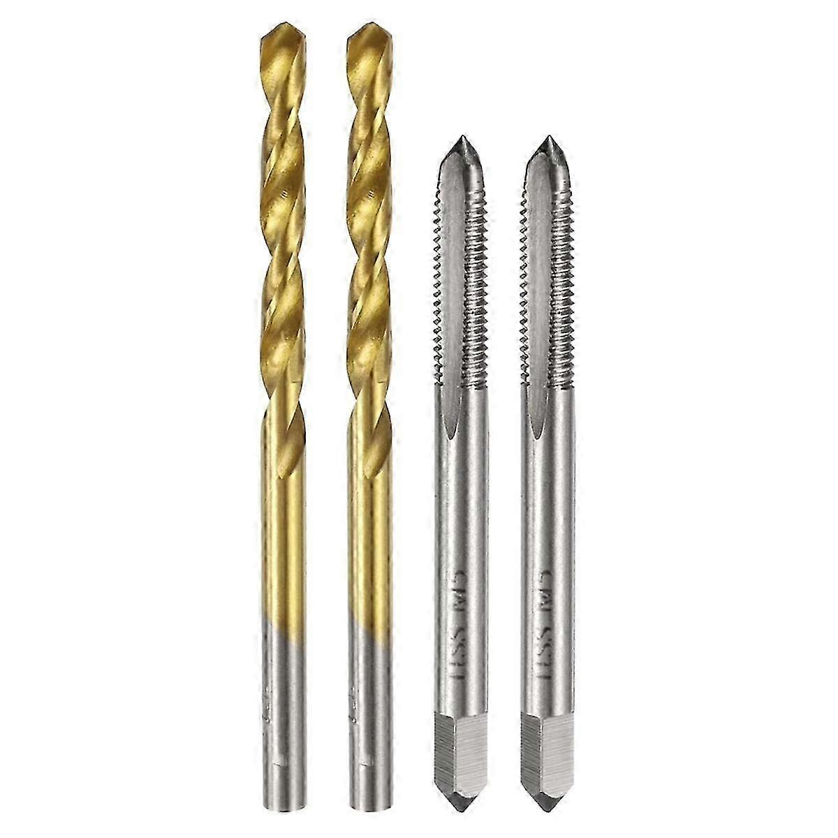 Drill Bit Set,M5 X 0.8 Straight Flute Thread Taps and 4.2mm Twist Drill Bits Titanium Coated, HSS654