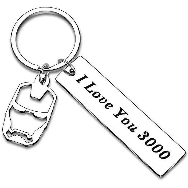 Simple Keychain Man Stainless Steel Key Chain Bags Women I Love You 3000 Key Ring Kids Iron Man Pendant Key Holder Silver Color