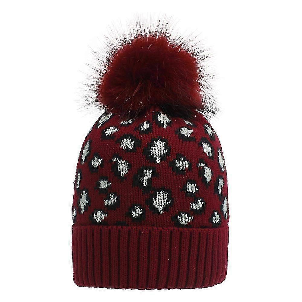 كاجوال الرياضة الخارجية للسيدات قبعة صغيرة محبوكة دافئة (أحمر غامق) 1 قطعة