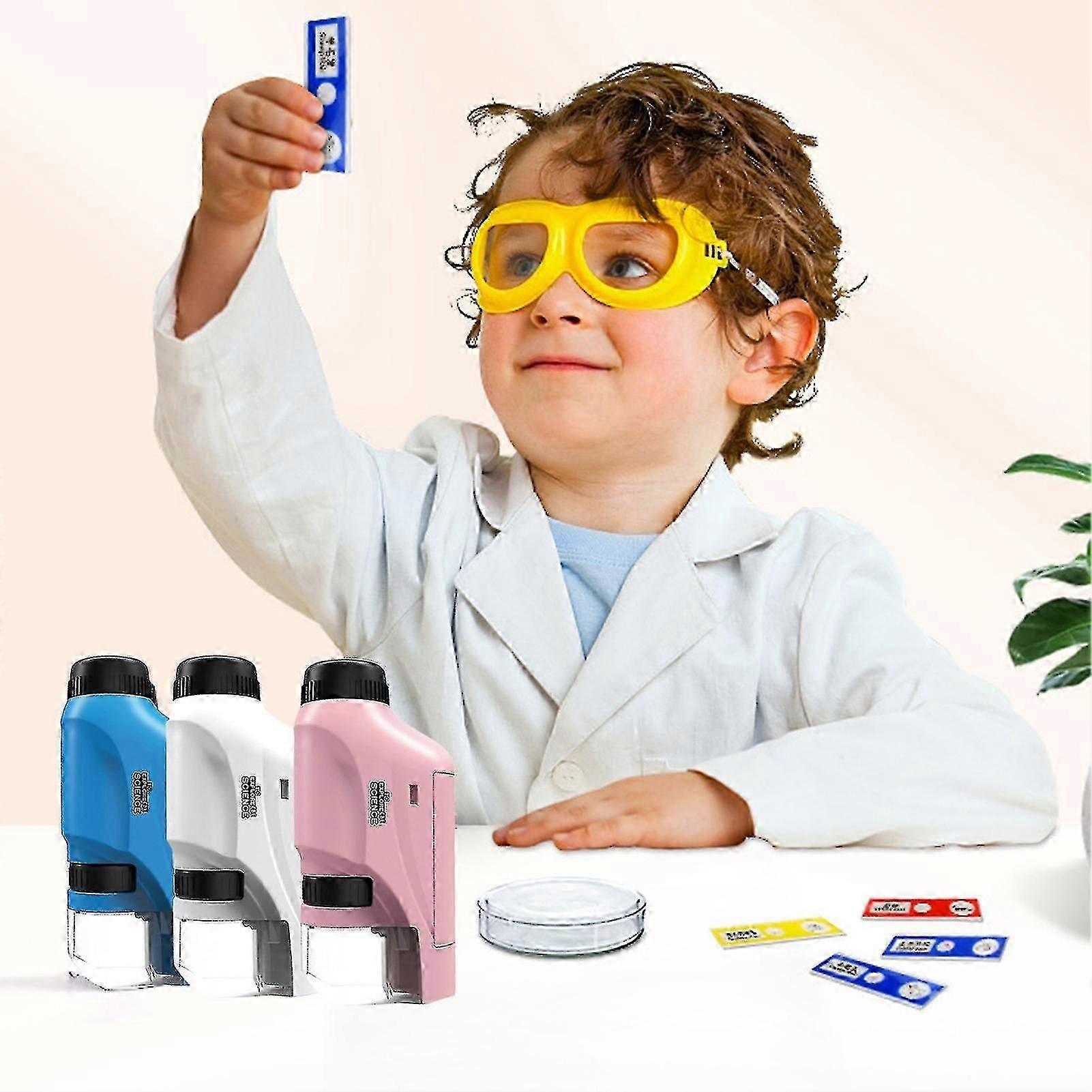Microscope de poche pour enfants Stem Scope Microscope portable 60-120x Mini Stemscope avec Led Light Nature Exploration Cadeau pour