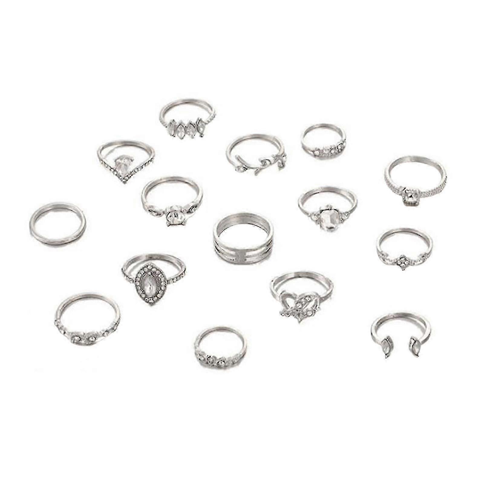 15pcs Mulheres Anel Ol Folha Incrustada Com, Of-XK5737