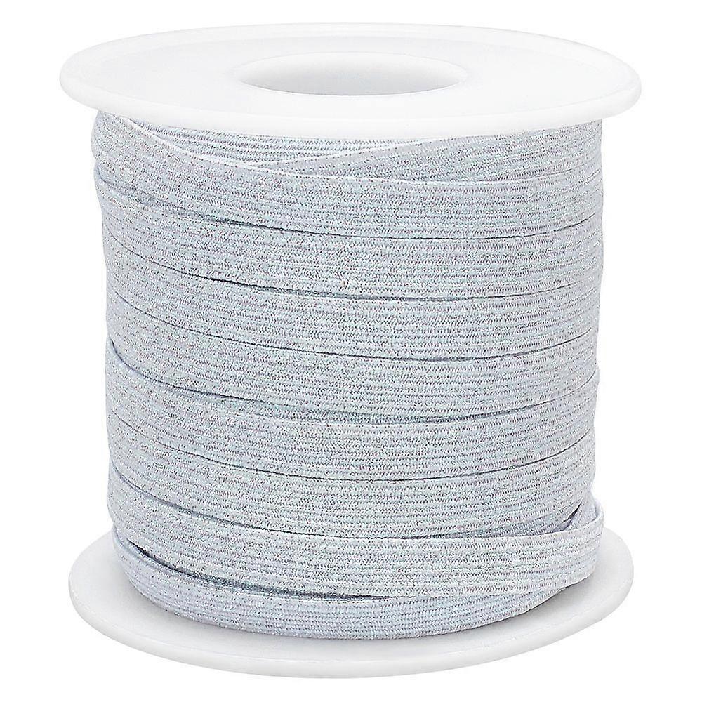 24 Yards Flat Metallic Polyester Elastic Cord for Mask Notebook Making Findings Silver 1/4 inch(6mm)