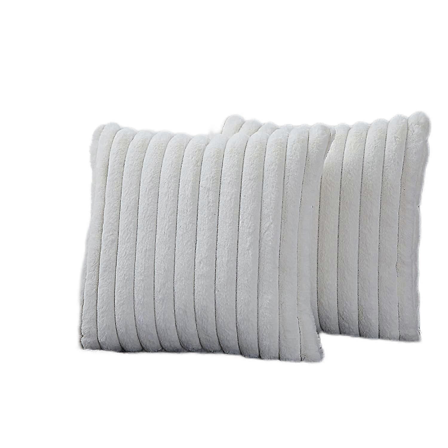 Plush Faux Fur Modern Textured Accent Throw Pillow Covers 18x18 Inch 2 Pa, Boho Decorative Fuzzy Square Pillow Cases For Couch Bed,7811