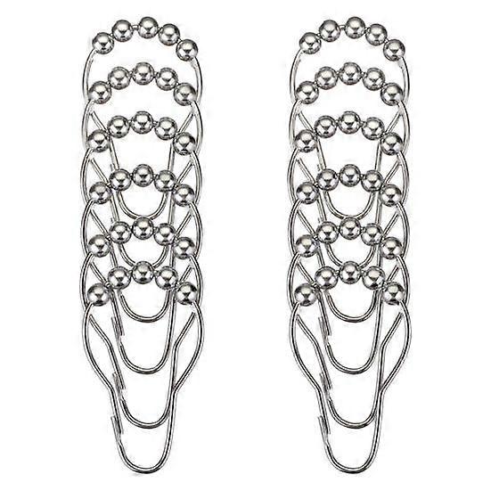 12Pcs Rust-Resistant Beads Shower Curtain Hooks Ring Home Bathroom Accessories