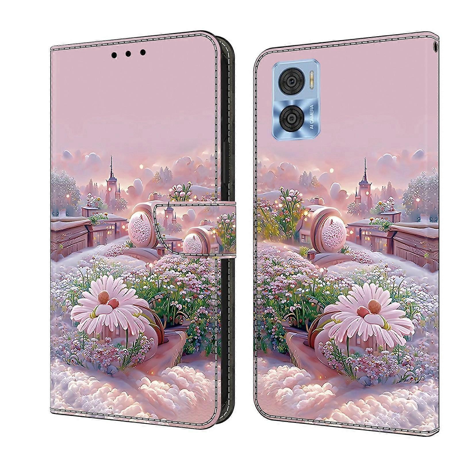 Painted Leather Case For Motorola Moto E22