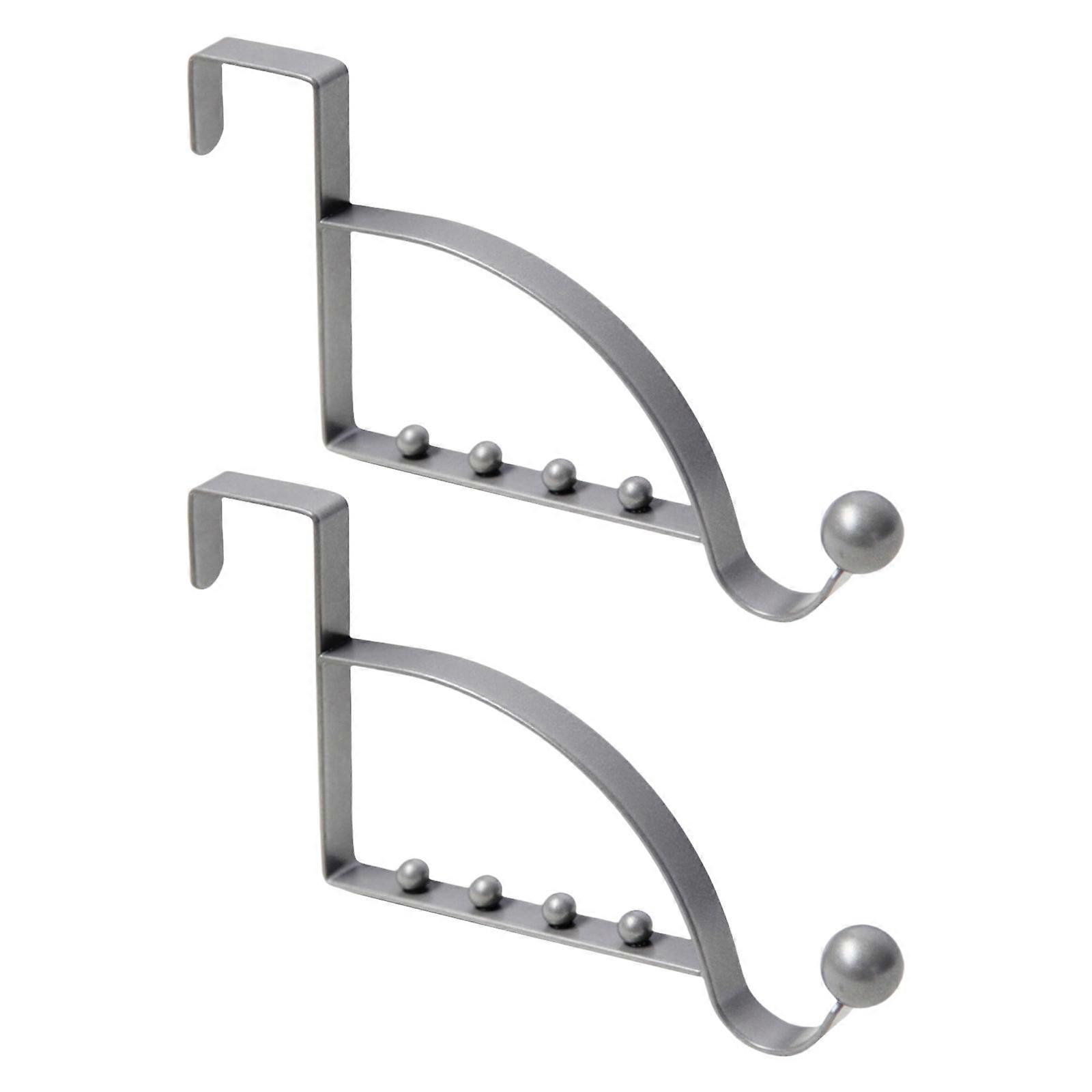 2Pcs Over The Door Hooks Hanger Sturdy Valet Hooks Mounted Hanging Storage Organizers Rack for Clothes Coats Towels Hats Stylish gray
