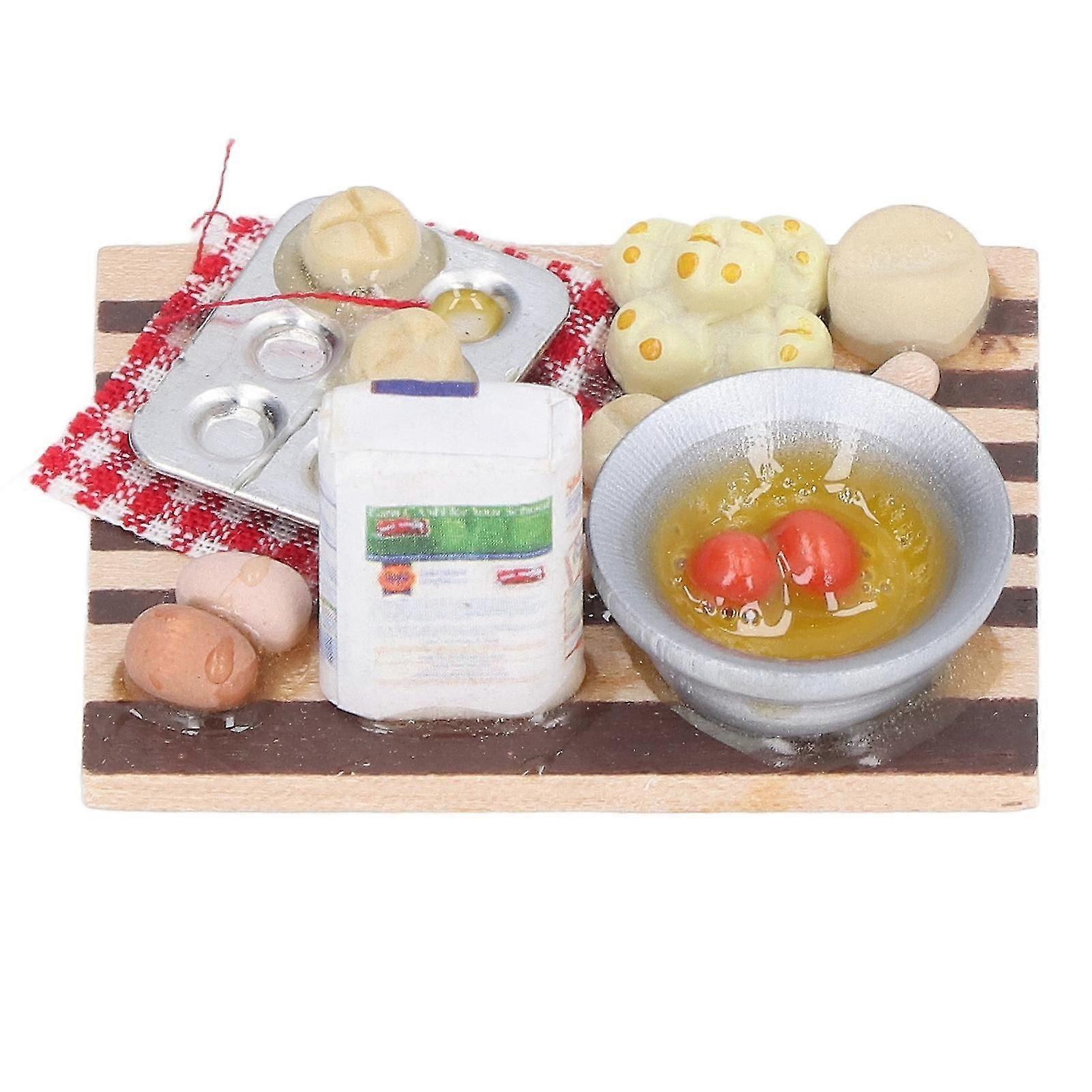 Children's Dollhouse Kitchen Accessories Set - Milk Egg Bread Dish
