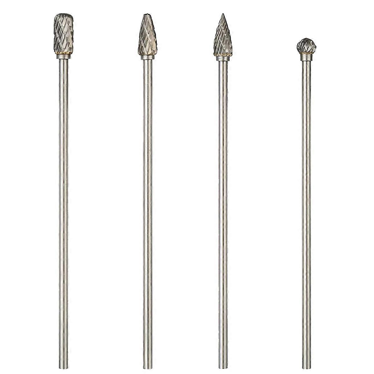 4 قطع 6 بوصات كربيد دوار مجموعة 6 مم (0.25 بوصة) عرقوب طويلة المدى مزدوجة قطع كربيد التنجستن مجموعة الملفات الدوارة