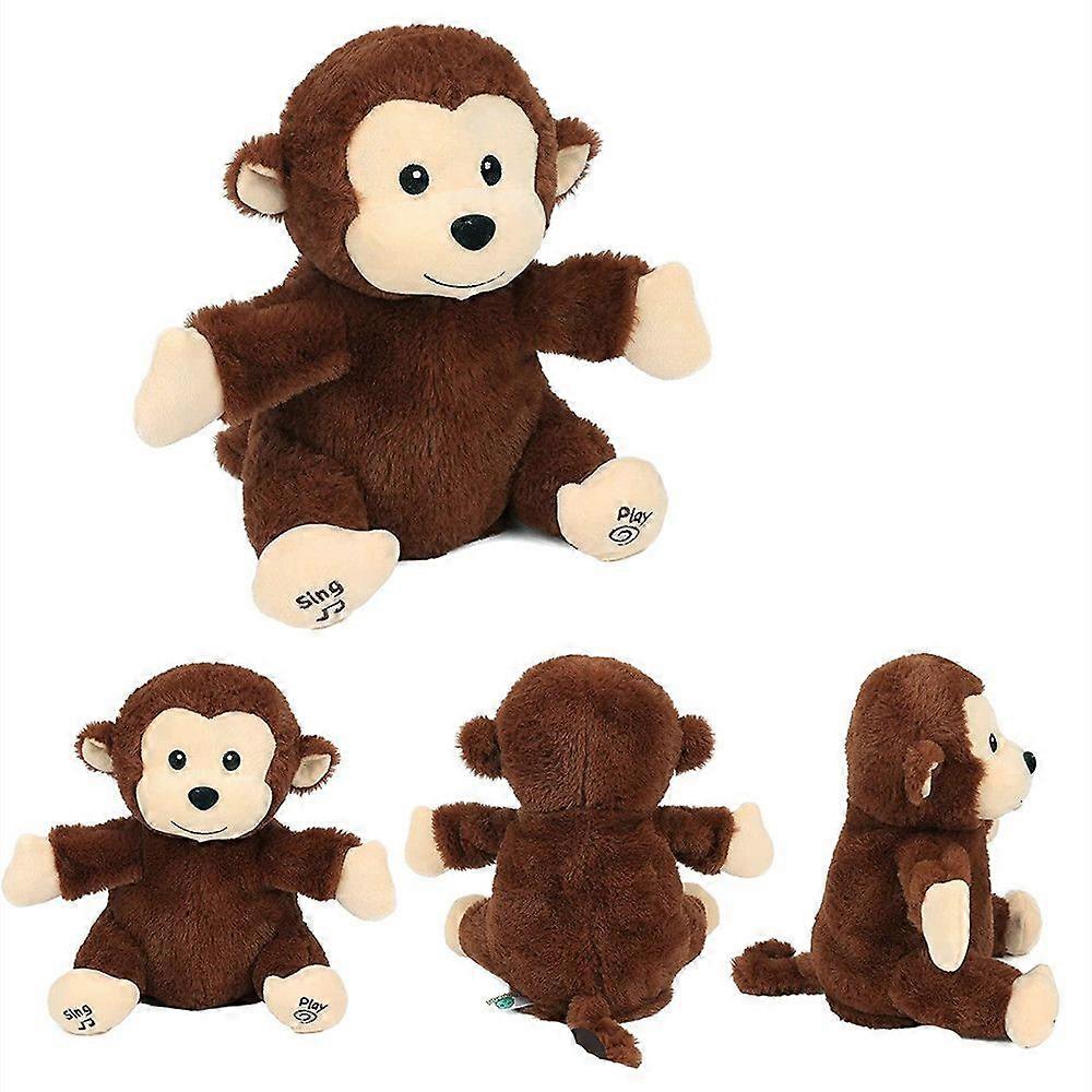 Clapping monkey electric plush toy will sing and shake hands kids interactive doll brown