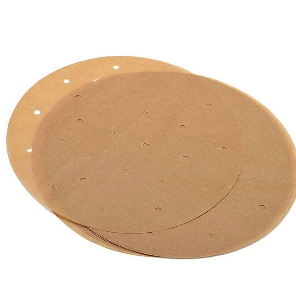 100pcs Round Unbleached Perforated Parchment Paper for Air Fryer Streamer Pans Replacement