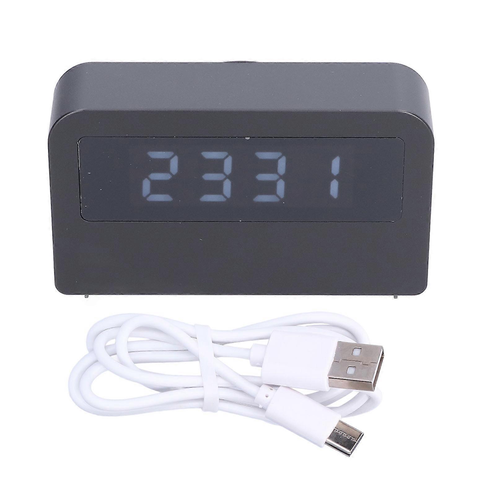 Wooden Clock Digital Backlight Night Light Compact Design Eco-Friendly Multifunctional Home Decor Black