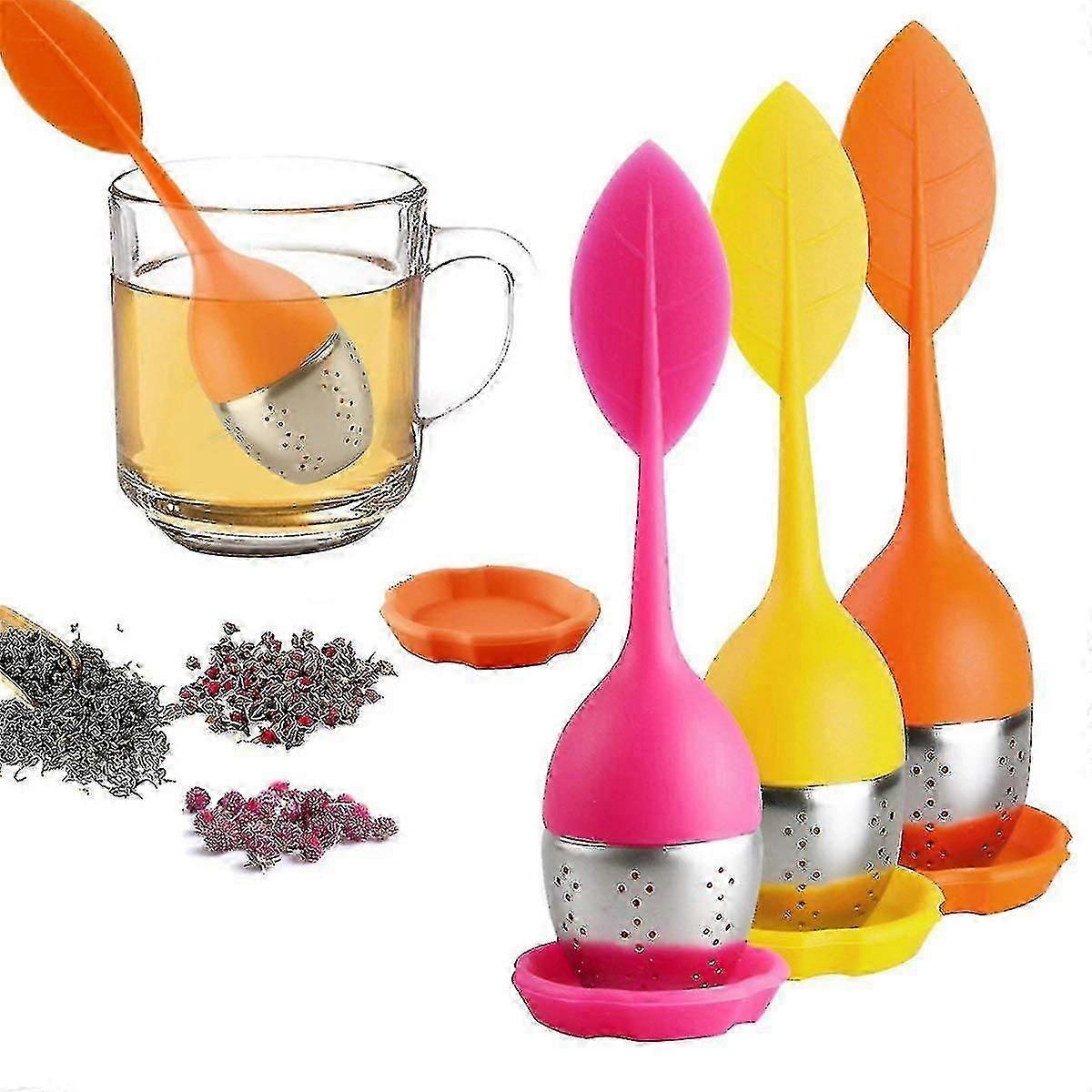 3pcs Leaf Tea Infuser,silicone Tea Infuser Stainless Steel Strainer
