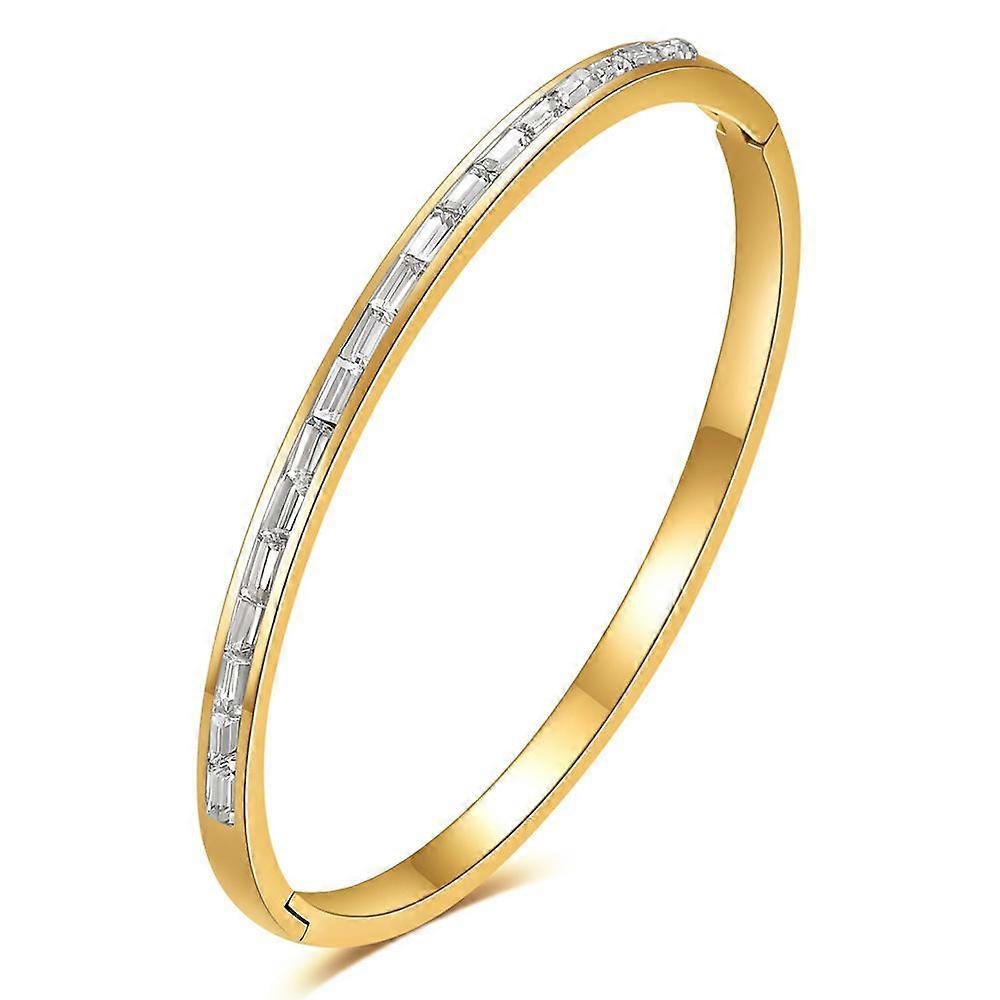 Fashion Ins Simple 4mm Long Inlaid Zirconium round Open-Ended Bracelet Titanium Steel Bracelet